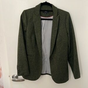 Jcrew Green 100% Wool Parke Tweed Blazer Sz 4